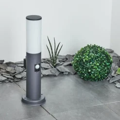 Borne lumineuse Caserta Anthracite, 1 lumière, Détecteur de mouvement