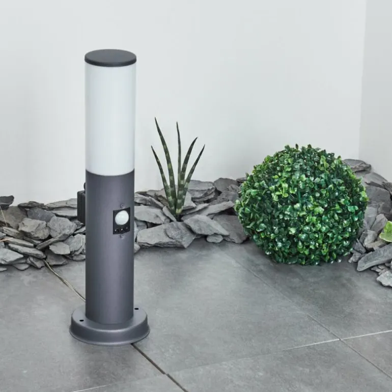 Borne lumineuse Caserta Anthracite, 1 lumière, Détecteur de mouvement