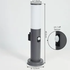 Borne lumineuse Caserta Anthracite, 1 lumière, Détecteur de mouvement