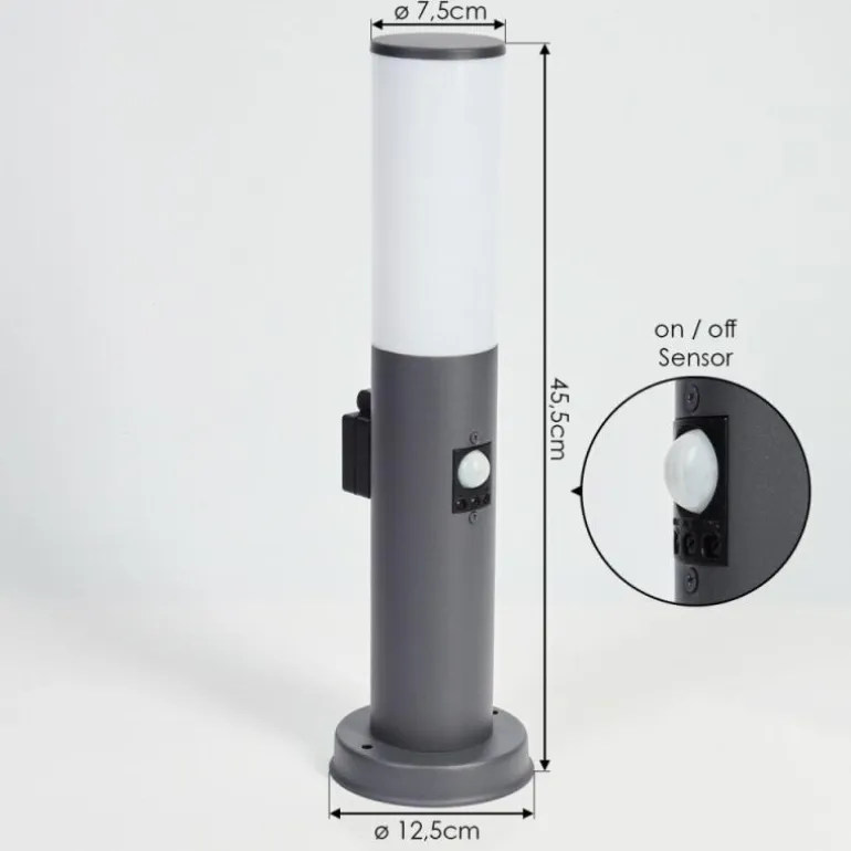Borne lumineuse Caserta Anthracite, 1 lumière, Détecteur de mouvement