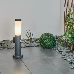 Borne lumineuse Caserta Anthracite, 1 lumière, Détecteur de mouvement