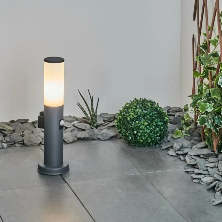 Borne lumineuse Caserta Anthracite, 1 lumière, Détecteur de mouvement