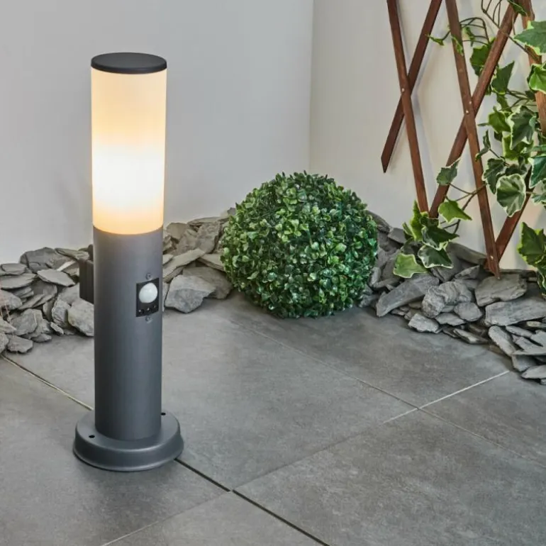 Borne lumineuse Caserta Anthracite, 1 lumière, Détecteur de mouvement