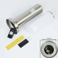 Borne lumineuse Caserta Nickel mat, Blanc, 1 lumière, Détecteur de mouvement