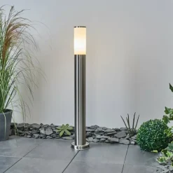 Borne lumineuse Caserta Nickel mat, Blanc, 1 lumière