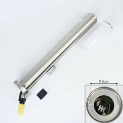Borne lumineuse Caserta Nickel mat, 1 lumière, Détecteur de mouvement