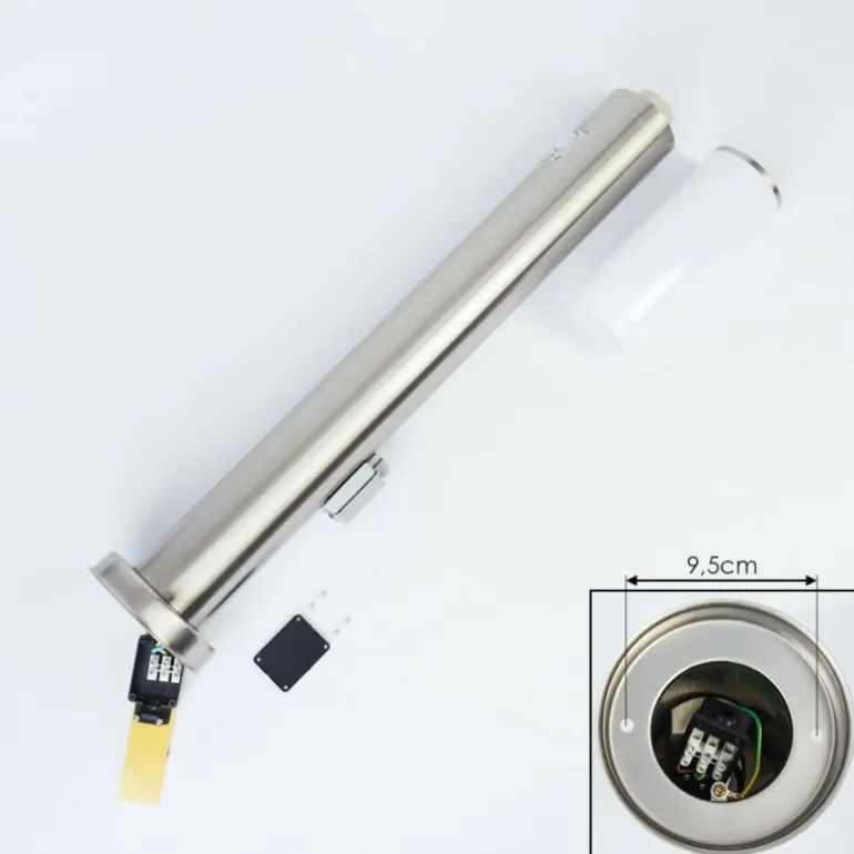 Borne lumineuse Caserta Nickel mat, 1 lumière, Détecteur de mouvement