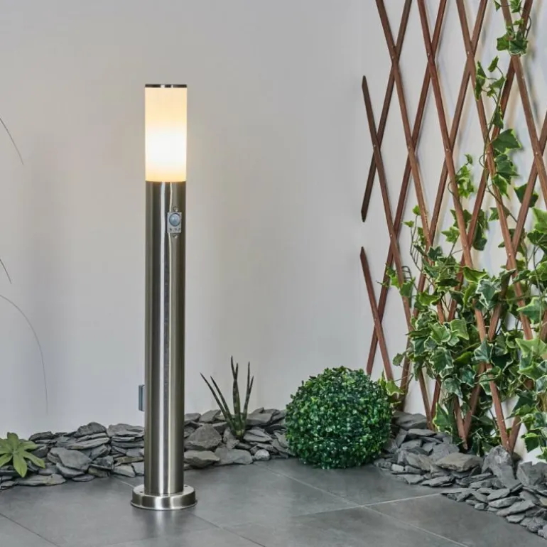 Borne lumineuse Caserta Nickel mat, 1 lumière, Détecteur de mouvement