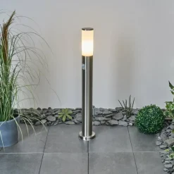 Borne lumineuse Caserta Nickel mat, 1 lumière, Détecteur de mouvement