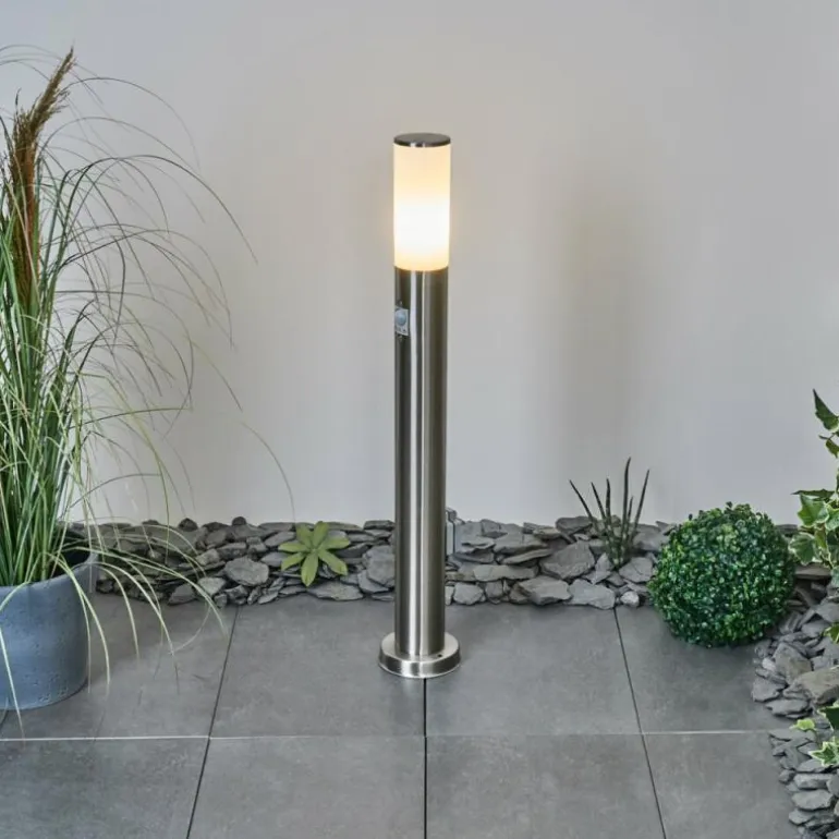 Borne lumineuse Caserta Nickel mat, 1 lumière, Détecteur de mouvement