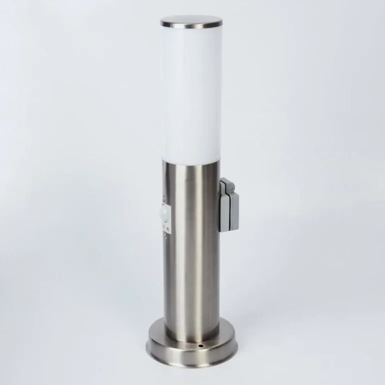 Borne lumineuse Caserta Nickel mat, 1 lumière, Détecteur de mouvement