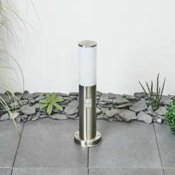 Borne lumineuse Caserta Nickel mat, 1 lumière, Détecteur de mouvement