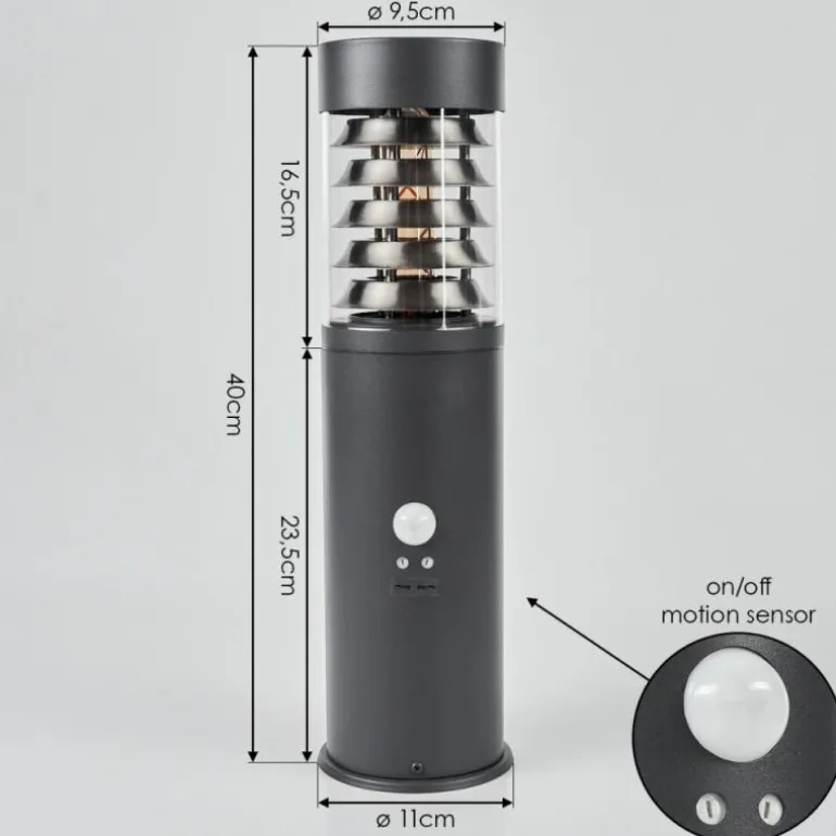 Borne lumineuse Dakar Anthracite, 1 lumière, Détecteur de mouvement