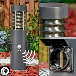 Borne lumineuse Dakar Anthracite, 1 lumière, Détecteur de mouvement