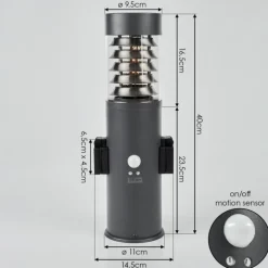 Borne lumineuse Dakar Anthracite, 1 lumière, Détecteur de mouvement