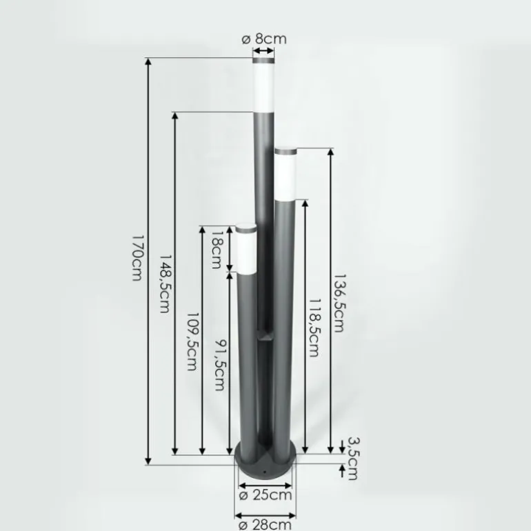 Borne lumineuse Gaborone Anthracite, 3 lumières