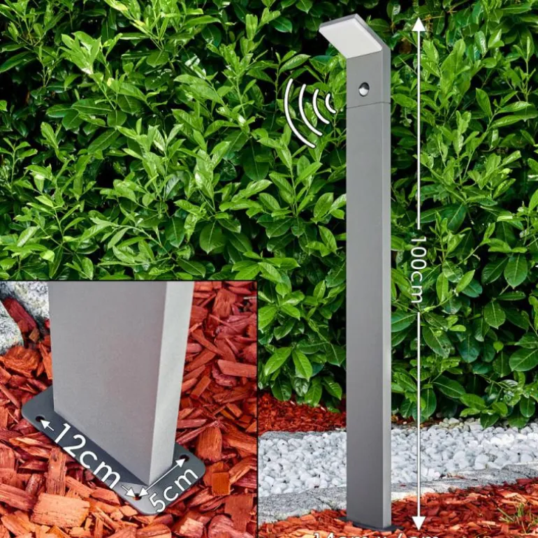 Borne lumineuse Korup LED Anthracite, 1 lumière, Détecteur de mouvement