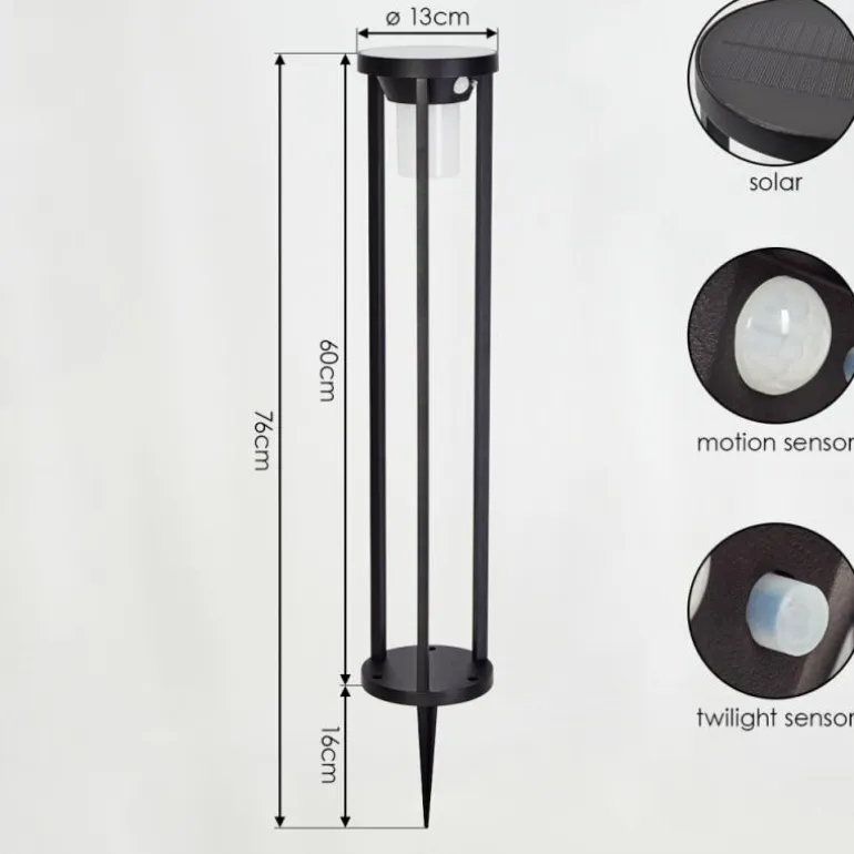 Borne lumineuse Lokpano LED Noir, Blanc, 1 lumière, Détecteur de mouvement