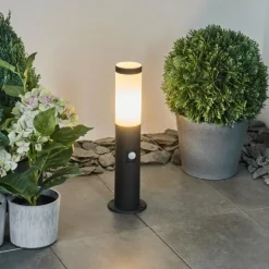 Borne lumineuse Ruti Noir, 1 lumière, Détecteur de mouvement