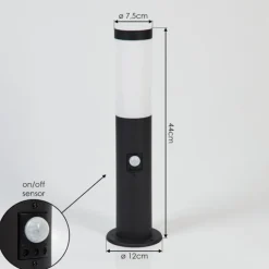 Borne lumineuse Ruti Noir, 1 lumière, Détecteur de mouvement