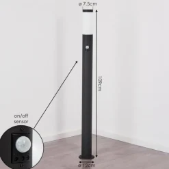 Borne lumineuse Ruti Noir, 1 lumière, Détecteur de mouvement
