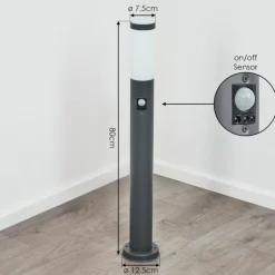 Borne lumineuse Sessa Anthracite, 1 lumière, Détecteur de mouvement
