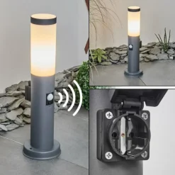 Borne lumineuse Sessa Anthracite, 1 lumière, Détecteur de mouvement