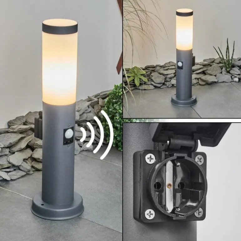 Borne lumineuse Sessa Anthracite, 1 lumière, Détecteur de mouvement