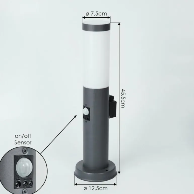 Borne lumineuse Sessa Anthracite, 1 lumière, Détecteur de mouvement