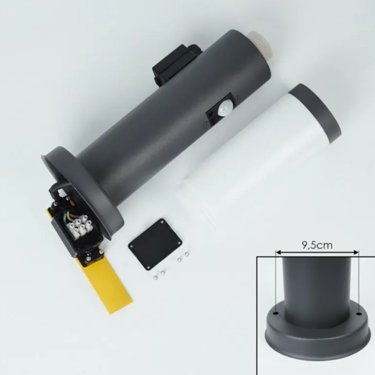 Borne lumineuse Sessa Anthracite, 1 lumière, Détecteur de mouvement