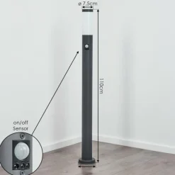 Borne lumineuse Sessa Anthracite, 1 lumière, Détecteur de mouvement