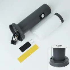 Borne lumineuse Sessa Anthracite, 1 lumière, Détecteur de mouvement