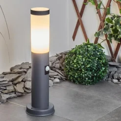 Borne lumineuse Sessa Anthracite, 1 lumière, Détecteur de mouvement