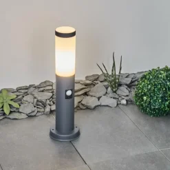 Borne lumineuse Sessa Anthracite, 1 lumière, Détecteur de mouvement