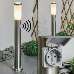 Borne lumineuse Sessa Nickel mat, 1 lumière, Détecteur de mouvement