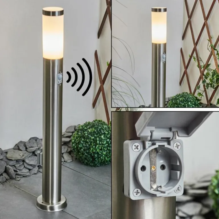 Borne lumineuse Sessa Nickel mat, 1 lumière, Détecteur de mouvement