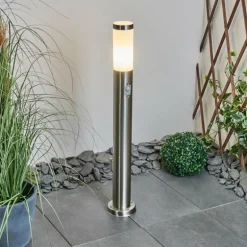Borne lumineuse Sessa Nickel mat, 1 lumière, Détecteur de mouvement