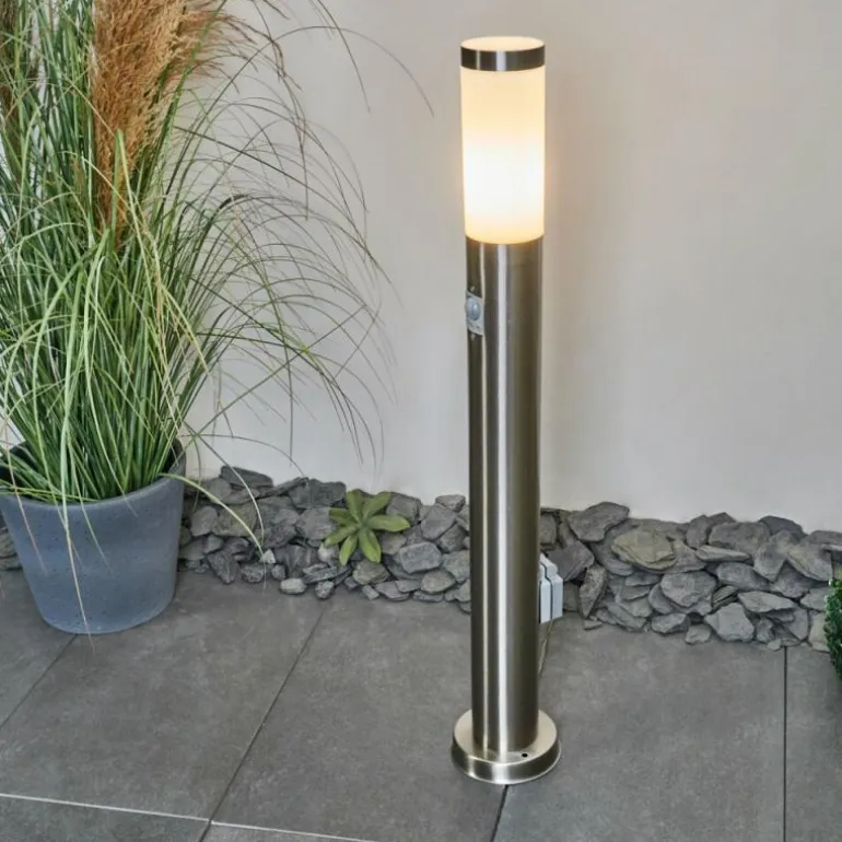 Borne lumineuse Sessa Nickel mat, 1 lumière, Détecteur de mouvement