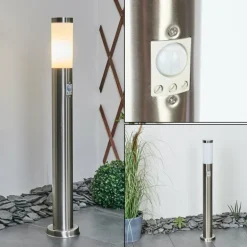 Borne lumineuse Sessa Nickel mat, 1 lumière, Détecteur de mouvement