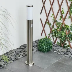 Borne lumineuse Sessa Nickel mat, 1 lumière, Détecteur de mouvement