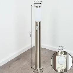 Borne lumineuse Sessa Nickel mat, 1 lumière, Détecteur de mouvement