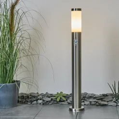 Borne lumineuse Sessa Nickel mat, 1 lumière, Détecteur de mouvement