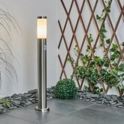Borne lumineuse Sessa Nickel mat, 1 lumière, Détecteur de mouvement