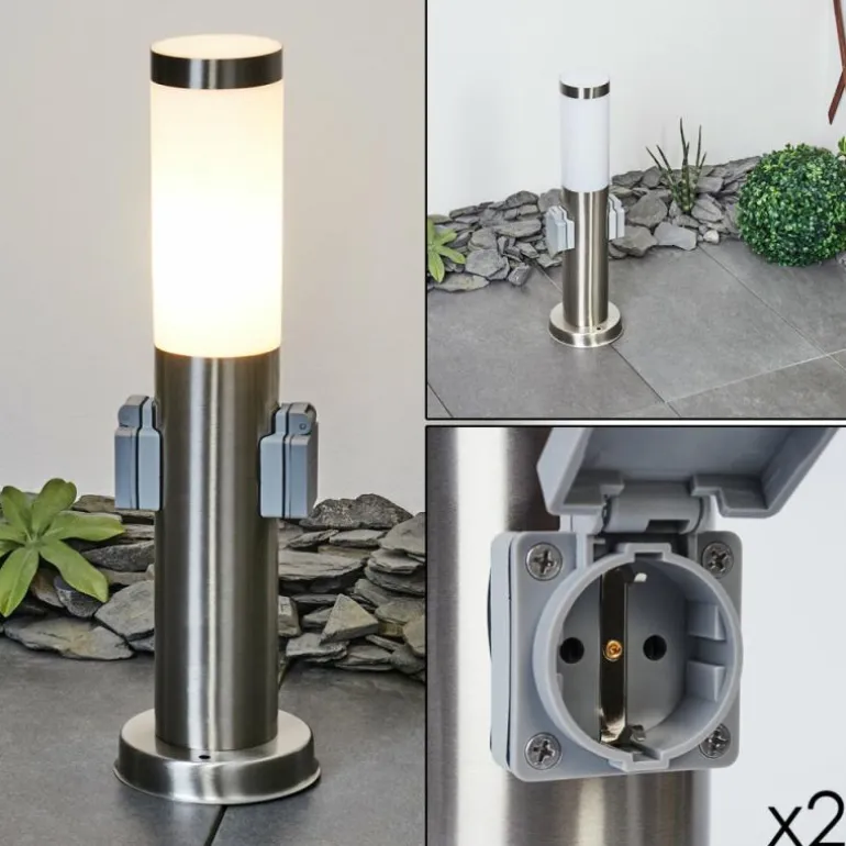 Borne lumineuse Sessa Nickel mat, 1 lumière