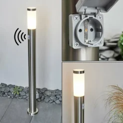 Borne lumineuse Sessa Nickel mat, 1 lumière, Détecteur de mouvement