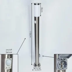 Borne lumineuse Sessa Nickel mat, 1 lumière, Détecteur de mouvement