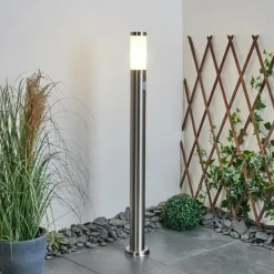 Borne lumineuse Sessa Nickel mat, 1 lumière, Détecteur de mouvement
