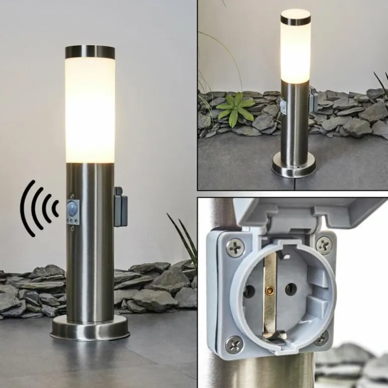 Borne lumineuse Sessa Nickel mat, 1 lumière, Détecteur de mouvement