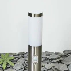 Borne lumineuse Sessa Nickel mat, 1 lumière, Détecteur de mouvement