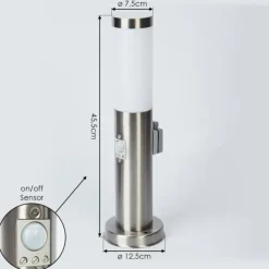 Borne lumineuse Sessa Nickel mat, 1 lumière, Détecteur de mouvement